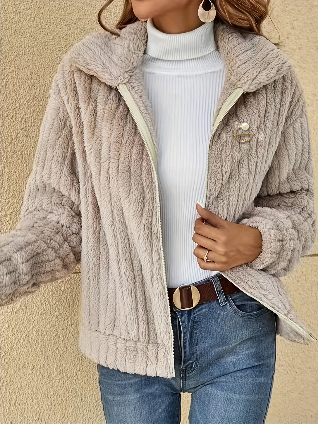 Women's Luxurious Fuzzy Coat - Toasty Elegance, Chic Open Front Design, Long Sleeve Comfort, Versatile for Casual & Formal Occasions - Cozy Fashion Outerwear
